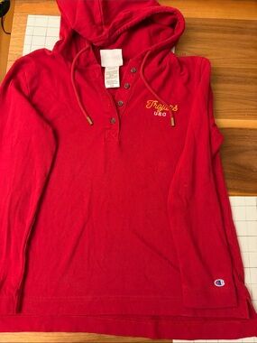 Champion Red USC Trojans Hooded Henley